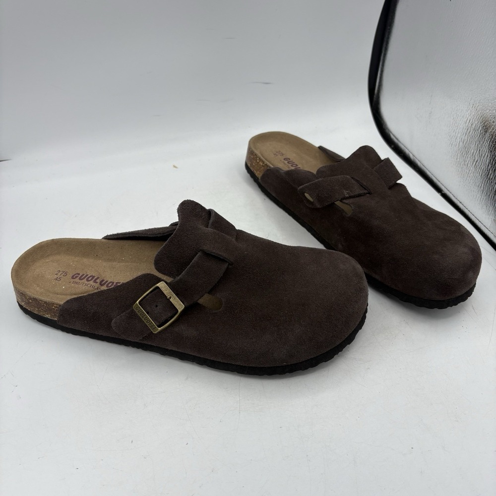 Guoluofei Clogs Mens Size 12 Brown Suede Slip on Mule Buckle Barely Worn